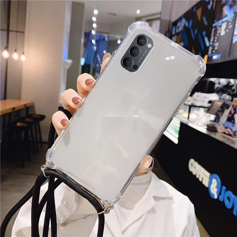 Роскошный силиконовый чехол с ремешком для телефона Oppo Reno 4 3 2 Z F Ace Pro Find X2 RX 17 15 Neo R
