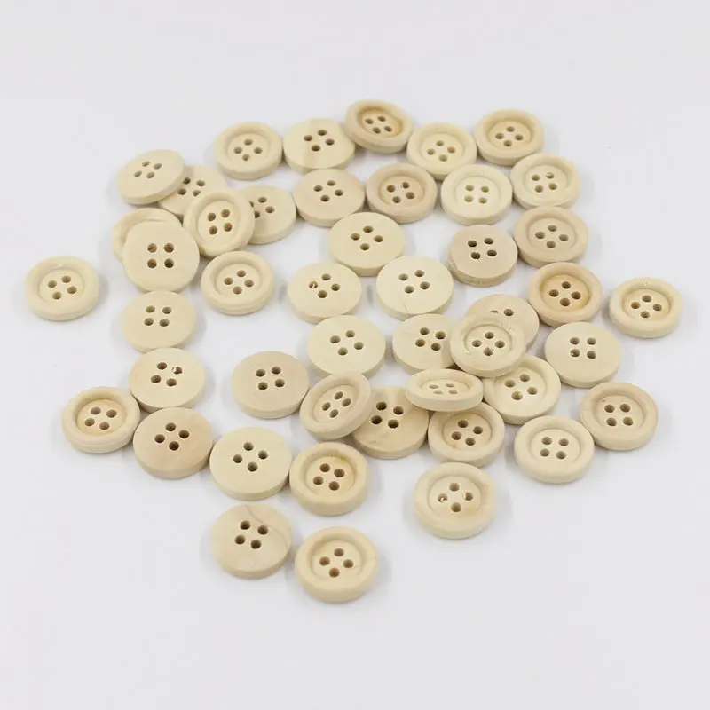 30-100PCS Multi Sizes Round Buttons Mixed Natural Wooden Buttons 4-Holes Scrapbooking DIY Sewing Accessories