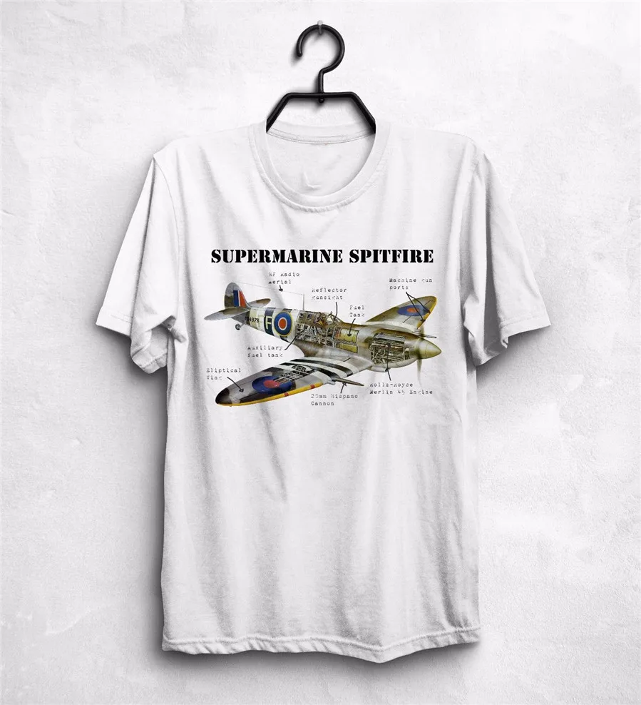 Raf Supermarine Spitfire T Shirt Army Ww2 World War Ii Battle Of Britain Harajuku Tops Fashion Classic Tee | Мужская одежда