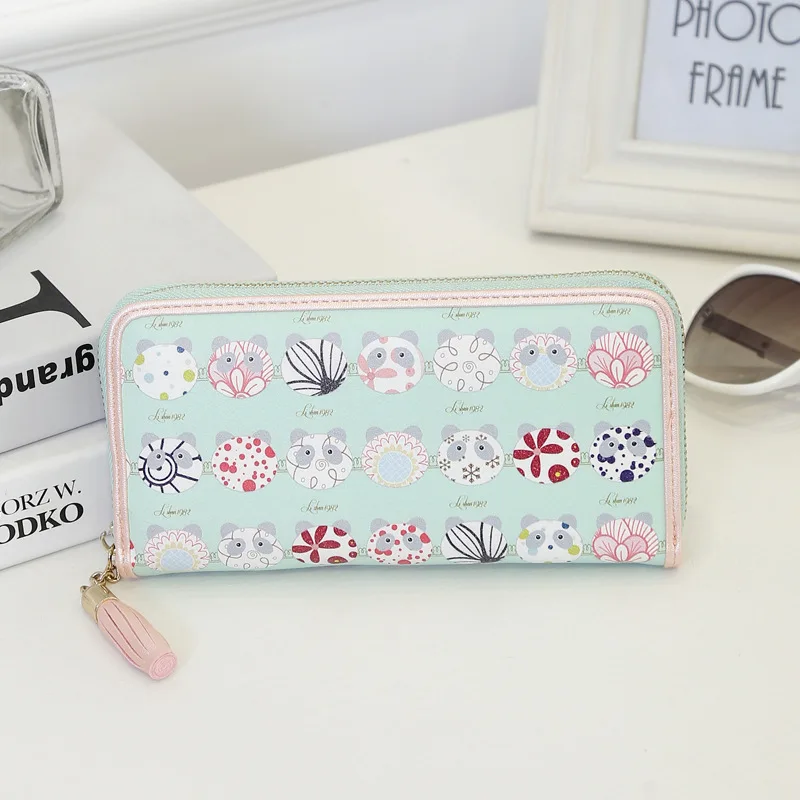 Зеленый Новинка Kawaii цветочный длинный кошелек для девочек Cartera Mujer Новинка цветочный Monederos Para Mujer клатчи Кошелек вечерняя сумочка - Цвет: Зеленый