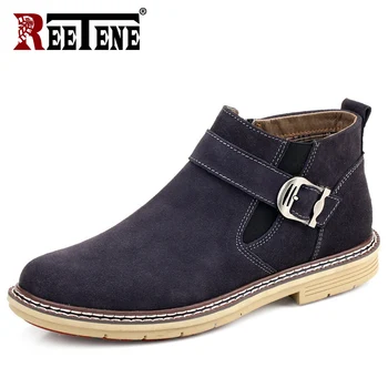 

REETENE Warm Winter Boots Men Fashion Leather Snow Boots For Male British Style Ankle Men'S Boots Outdoor Men Footwear With Fur