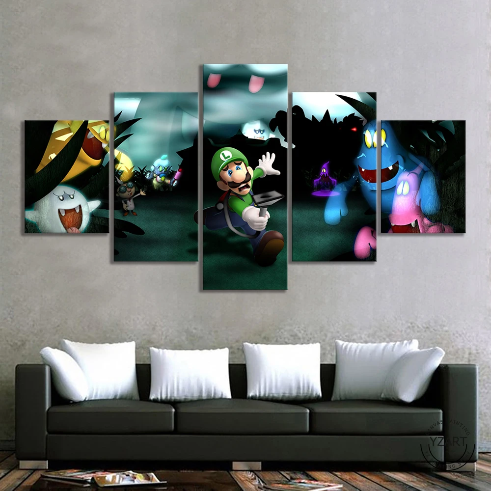 Luigis Mansion Horror Game художественный плакат на холсте картины HD Mario Bros мультяшная картина для спальни настенный Декор Картины домашний декор