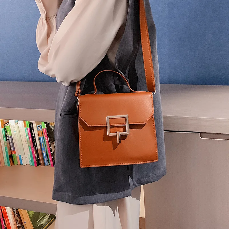 

New Style WOMEN'S Bag 2019 Korean-style New Style Retro Square Sling Bag Solid Color Mini Crossbody Bag Bags