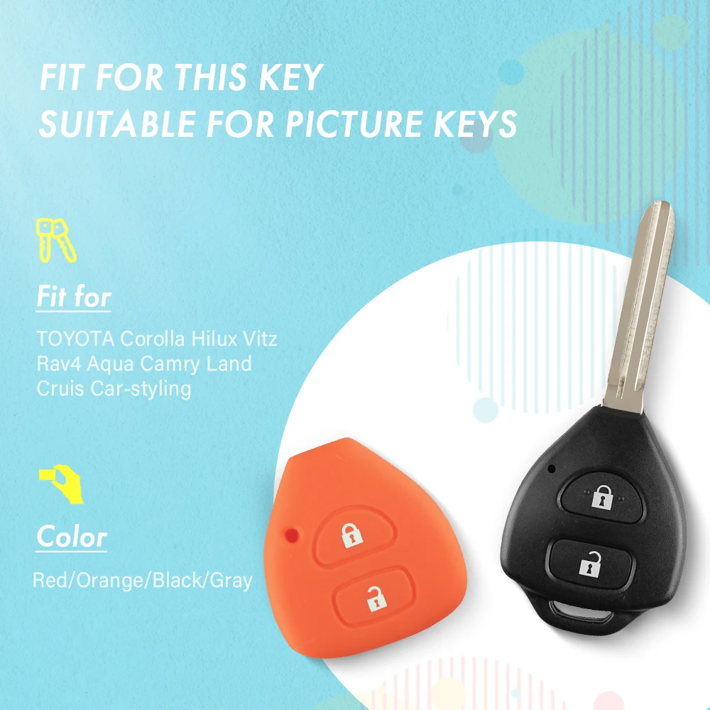 KEYYOU силиконовый чехол для ключей с 2 кнопками для TOYOTA Corolla Hilux Vitz Rav4 Aqua Camry Land Cruis автомобильный чехол для дистанционного ключа