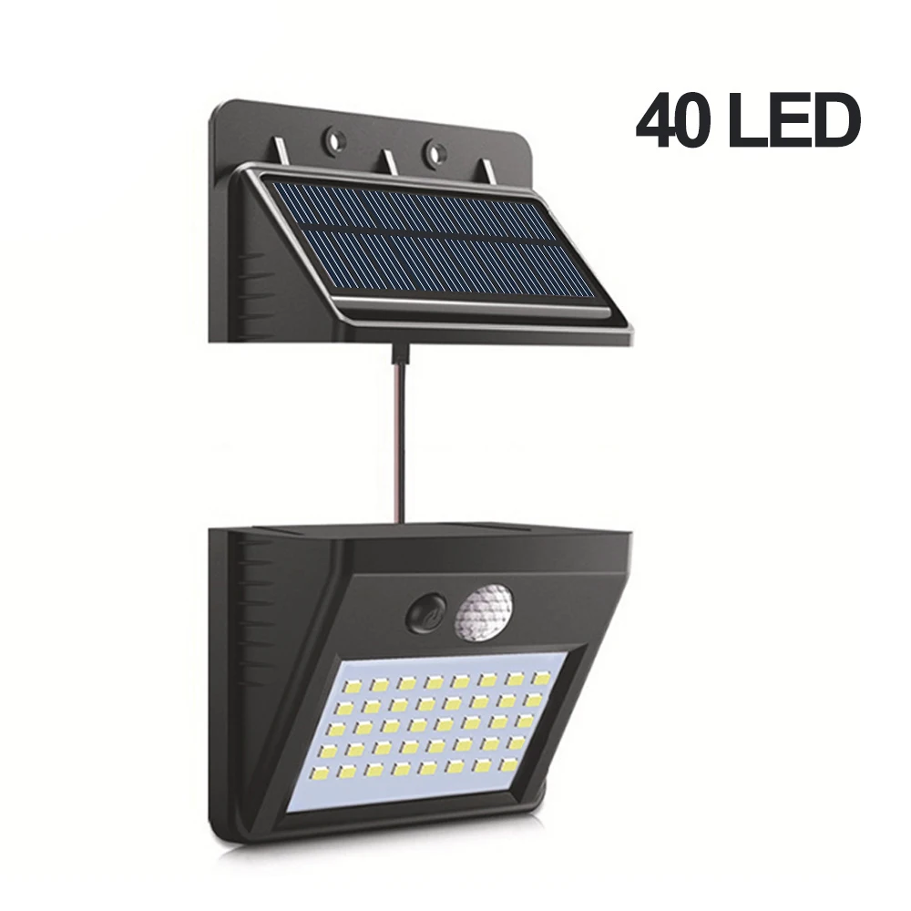 40LED Vertvie Солнечный источник света, Раздельный PIR датчик движения, светодиодный светильник для сада, водонепроницаемый уличный настенный светильник, лампа для кемпинга, качественная - Цвет: 40LED