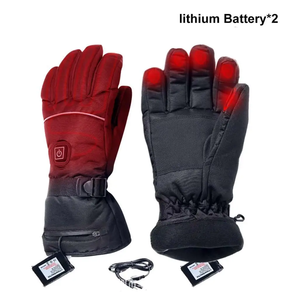 Electric Heated Gloves with Temperature Adjustment Lithium Batteries Gloves for Skiing Hiking Climbing Driving Cold Weather