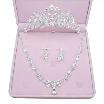 

Bridal Jewelry Set Bride Crystal Rhinestone Tiaras Crown Earrings Necklace Sets for Wedding Prom Party Wedding Dress