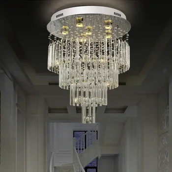 

Luxury Crystal Chandelier with Glass Rod Tapered Design Modern Indoor Light Hanging Lamp for living room dining room staircase
