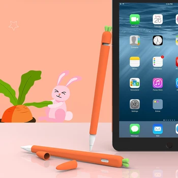 

For IPad Apple Pencil 1 2 Carrot Kawaii Soft Rubber Case Accessories Cover Cute Holder Grip Sleeve Touch Pen Stylus Case