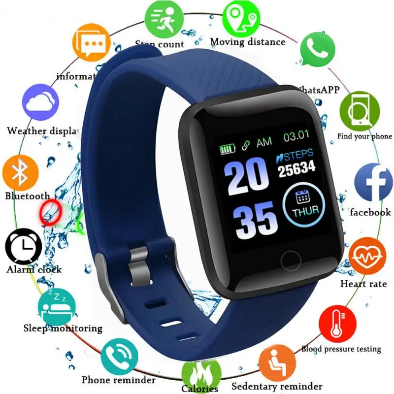 Смарт-часы Bluetooth 4,2 пульс/Кислород кровяное давление спортивный фитнес-трекер 116 плюс смарт-браслет часы