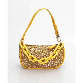 

2020 Designer Colorful Sequin Handbags With Acrylic Chain Underarm Shoulder Bags Ins Popular Handbag For Women Lady Small Purses