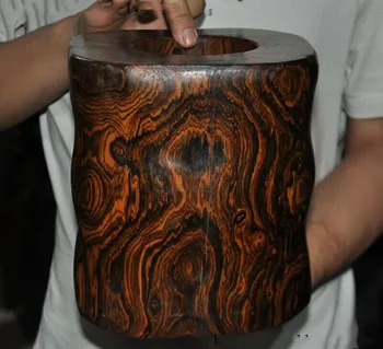 

wedding decoration Chinese Huanghuali Wood irregular Pen Container Brush Pot portrait vase Statue
