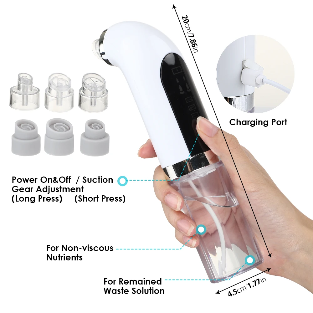 Electric Small Bubble Blackhead Remover ,USB Rechargeable Vacuum SuctionWater Cycle Pore Cleaner ,Acne Pimple Black Head Extractor, Blackhead Removal ,Facial Cleaner Tool,Face Skin Care Tools with 3 Adjustable Suction Levels & 6 Replaceable Suction Heads