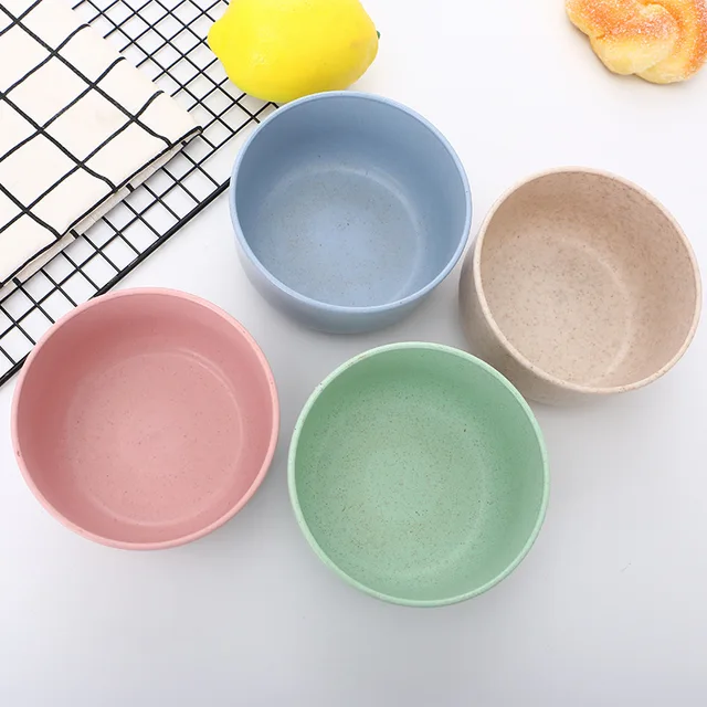 Eco-friendly Wheat Straw Children Rice Noodle Salad Bowl Household Tableware Plate Snacks Dish Eco-friendly Kitchen Tableware 2