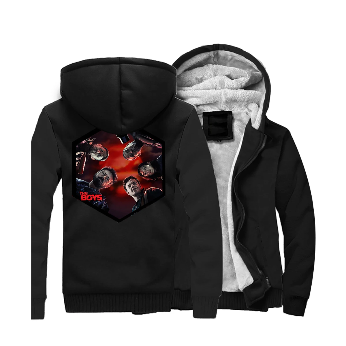 TV Show Anti Hero The Boy Thick Hoodies Hughie The Seven Print Hoody Mens Winter Warm Jacket Zipper Hooded Fleece Casual Hoodie