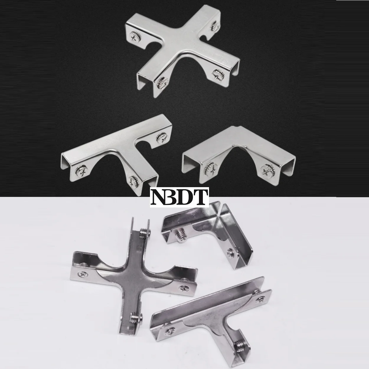 

8Pcs 304 Stainless Steel Iron Glass Acrylic Clip Displaying Showcase Wine Cupboard Cabinet Tank Glass to Glass Clamp L T Cross
