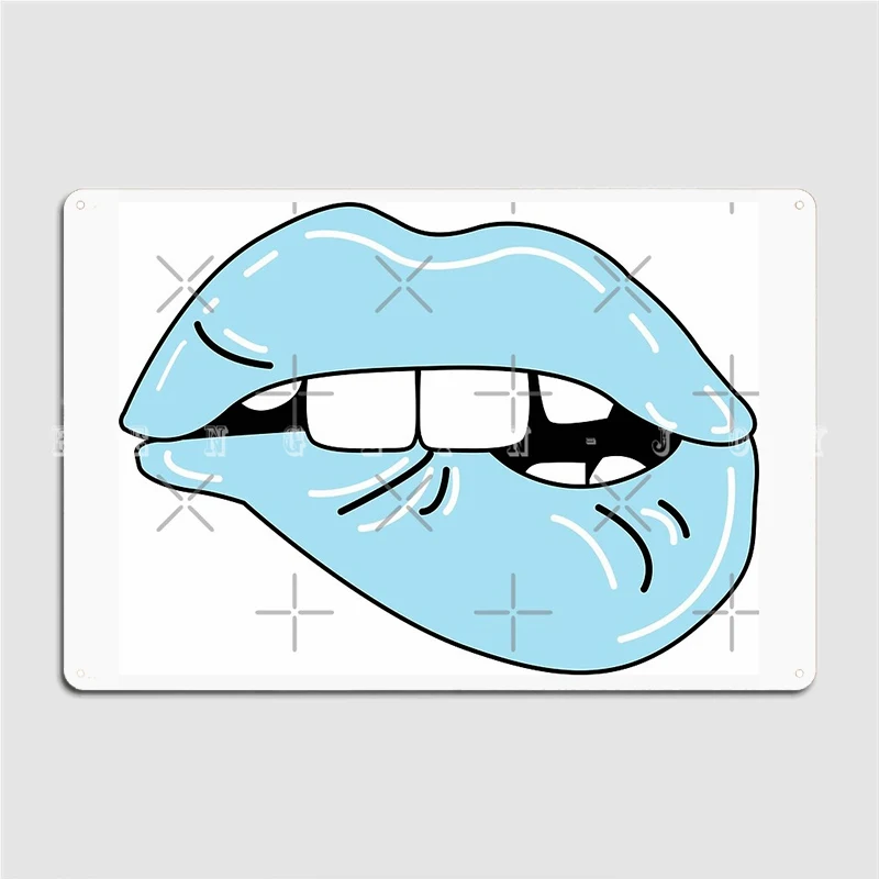 

Light Blue Lip Bite Metal Sign Wall Pub Living Room Custom Garage Decoration Tin Sign Posters