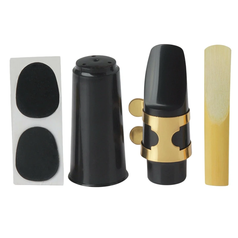 

6Pcs Soprano Sax Saxophone Mouthpiece Plastic with Cap Metal Buckle Reed Mouthpiece Patches Pads Cushions