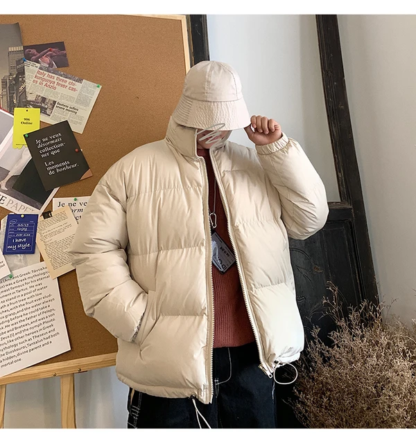 LAPPSTER Men Harajuku Colorful Bubble Coat Winter Jacket 2021 Mens Streetwear Hip Hop Parka Korean Black Clothes Puffer Jackets Beige
