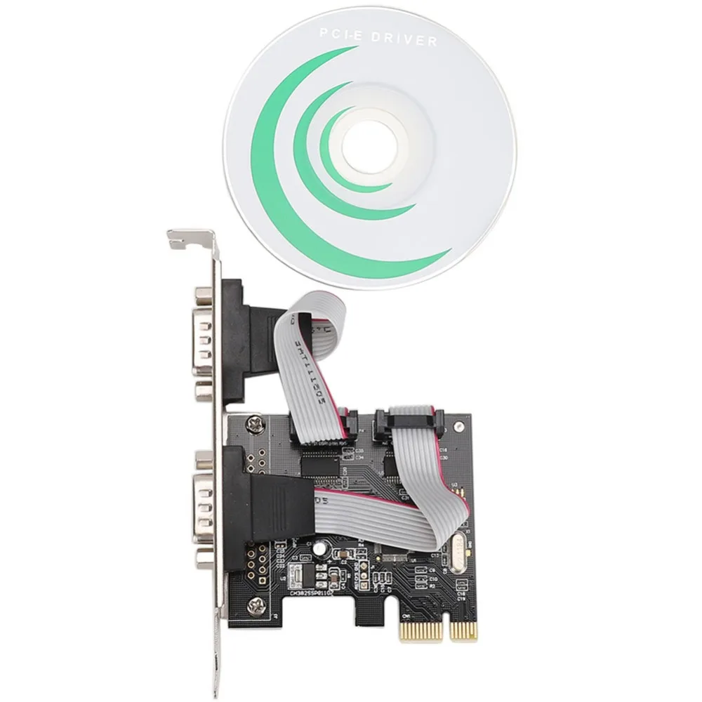 PCI-E PCI Express, чтобы двойной серийный DB9 RS232 2-Порты и разъёмы контроллер адаптера компьютера Компоненты и практичный хорошее качество