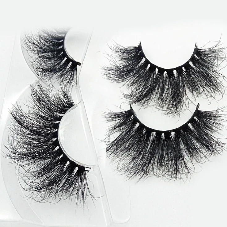 

Mink Eyelashes Makeup 25mm Lashes Handmade New Messy Fluffy Dramatic Long Lashes Real Mink 3D Eyelashes Wholesale Eyelashes