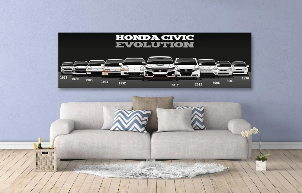 Wall art Модульная картина фото плакат печать на холсте Ретро Honda Civic покраски