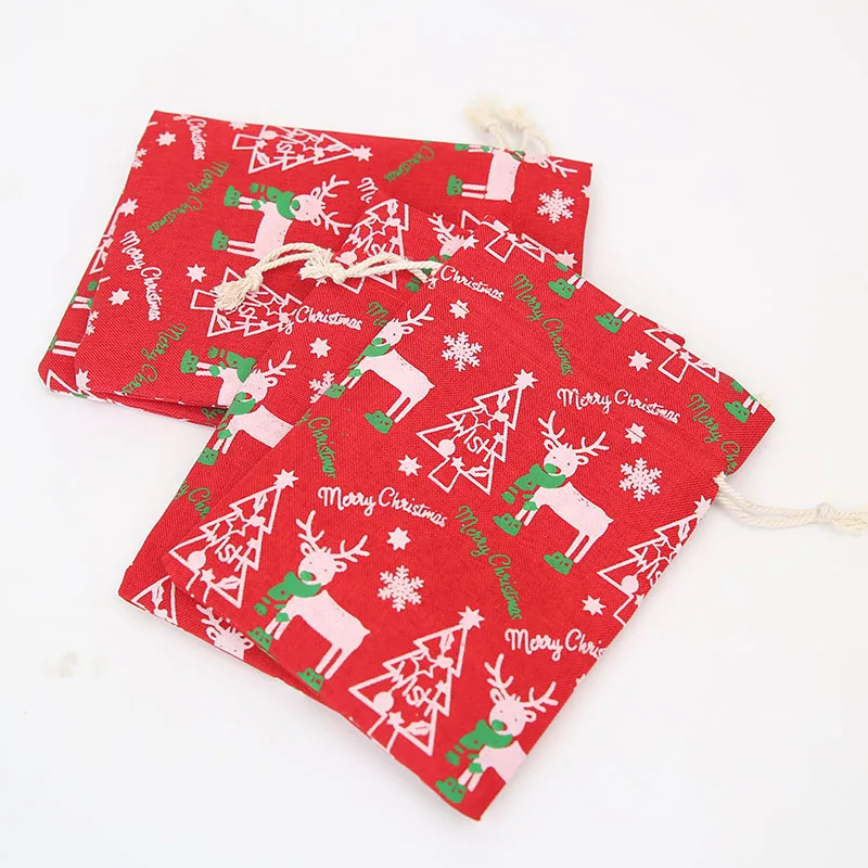 50Pcs Holiday Gift Jewelry Bag 13* 18Cm Imitation Drawstring Bag Christmas Decoration Gift Bundle