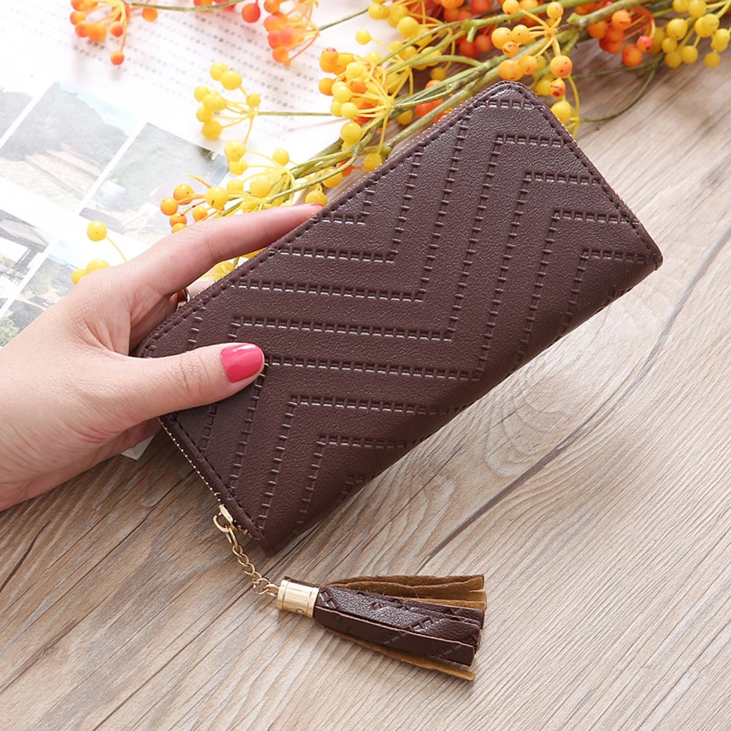 Women' mobile phone wallet Fashion Trend Color Long Fringed Leather Card Wallet portemonnee handtas mobiel #y2|Wallets| AliExpress