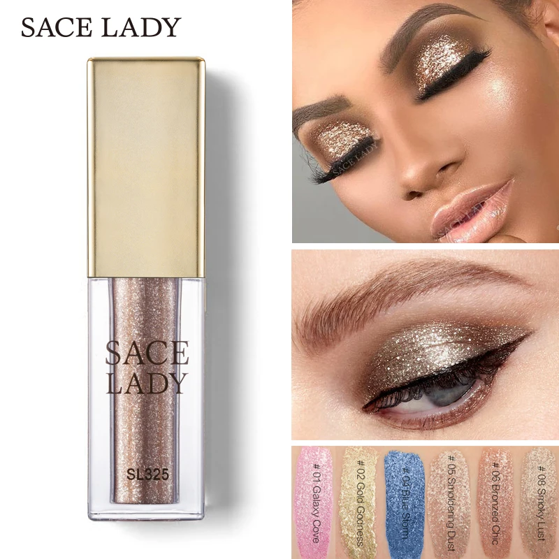 

SACE LADY Glitter Eyeshadow Makeup Illuminator Glow Kit Shimmer Shadow Make Up Liquid Eye Shadow Metals Highlighter Cream