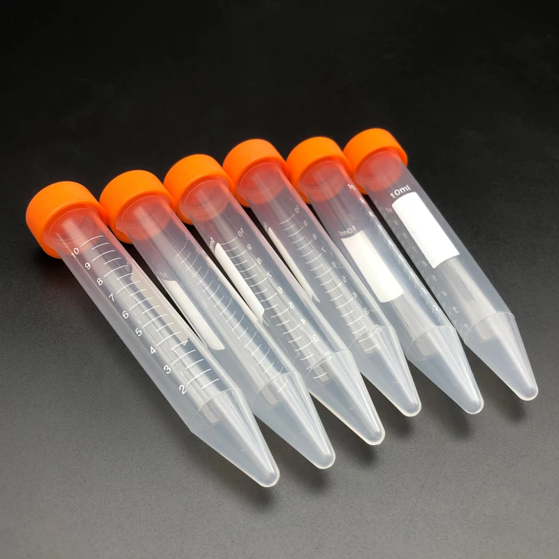 20Pcs/Pack10mL Plastic Screw Cap Flat Bottom Centrifuge Test Tube with Scale Centrifugal Tubes Laboratory Fittings