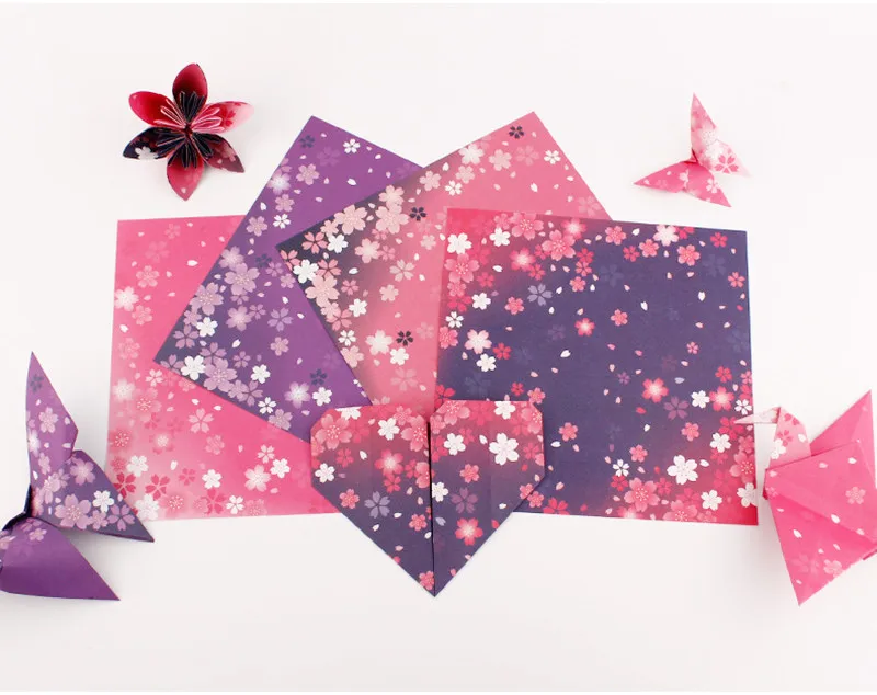 

60PCS Double Sided Square Origami Cherry Blossom Folding Colorful Sakura Kids Handmade DIY Heart Scrapbooking Craft Paper Decor