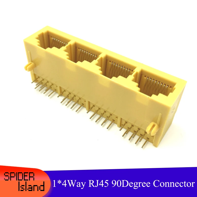 

Оптовая Продажа Rj45 разъем 1x4 порт 90 градусов Rj45 гнездовой разъем для печатной платы DIY маршрутизатор сетевой модуль
