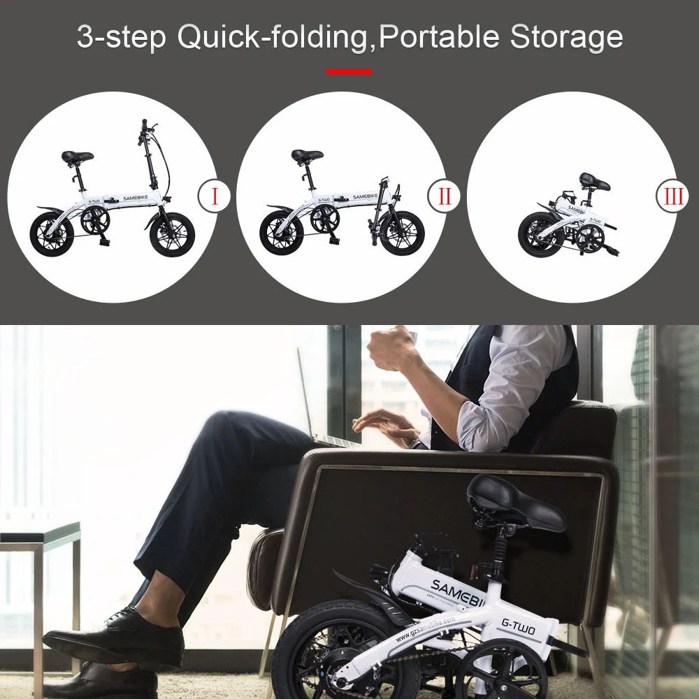 Discount Folding Electric Bike 14 Inch Power Assist Electric Bicycle E-Bike Scooter 36V 250W Motor 8