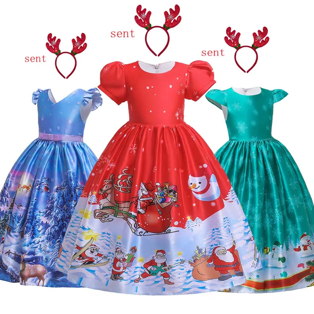 

Christmas Dresses Girl Personality Fashion Toddler Costume Cosplay Suitable For Children Gged 4-14 With a Headgear Fantasy Dress