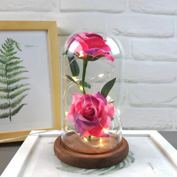 

Colorful Artificial Rose USB Charged Lights String Bottle Everlasting Rose Flower Gift for Valentine's Day Wedding Decoration