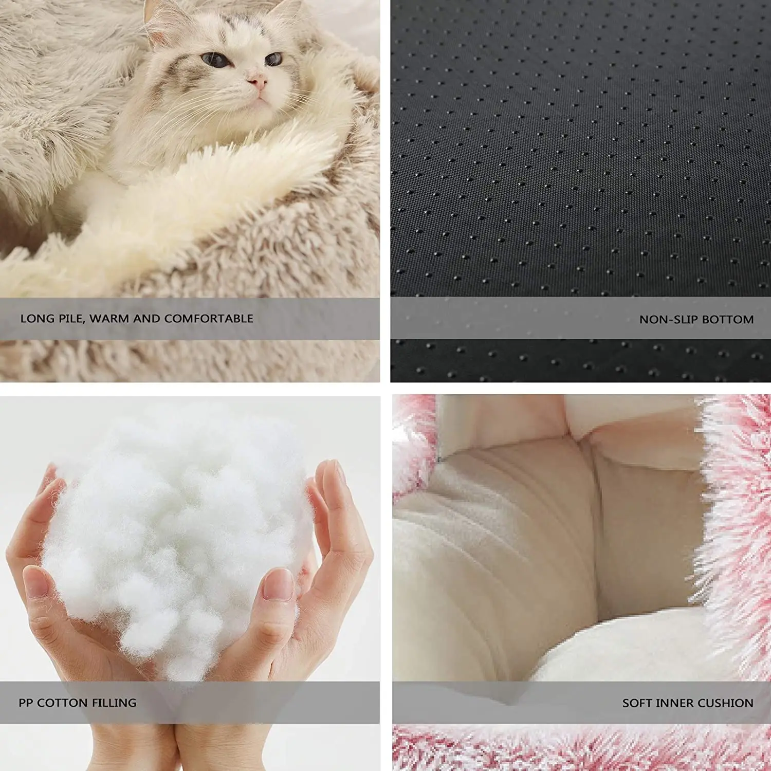 2 in 1 Plush Donut Cuddler Nest Warm Soft Calming Dog Cat Nest Puppy Bed with Cozy Sponge Non-Slip Bottom for pet Small cat Dogs 3