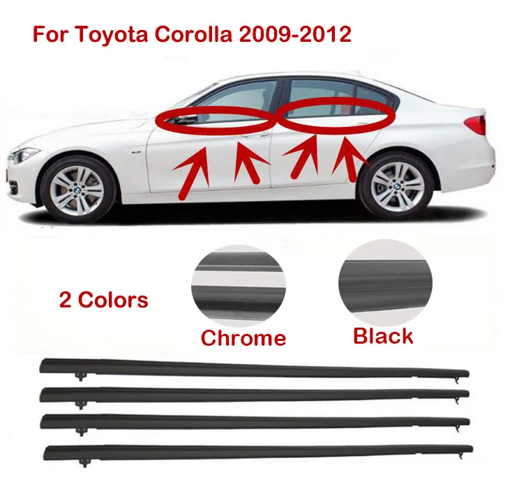 Для Toyota Corolla 2009 2010 2011 2012 дверной внешний уплотнительный ремень формовочные Планки погодные полосы протектор пластик