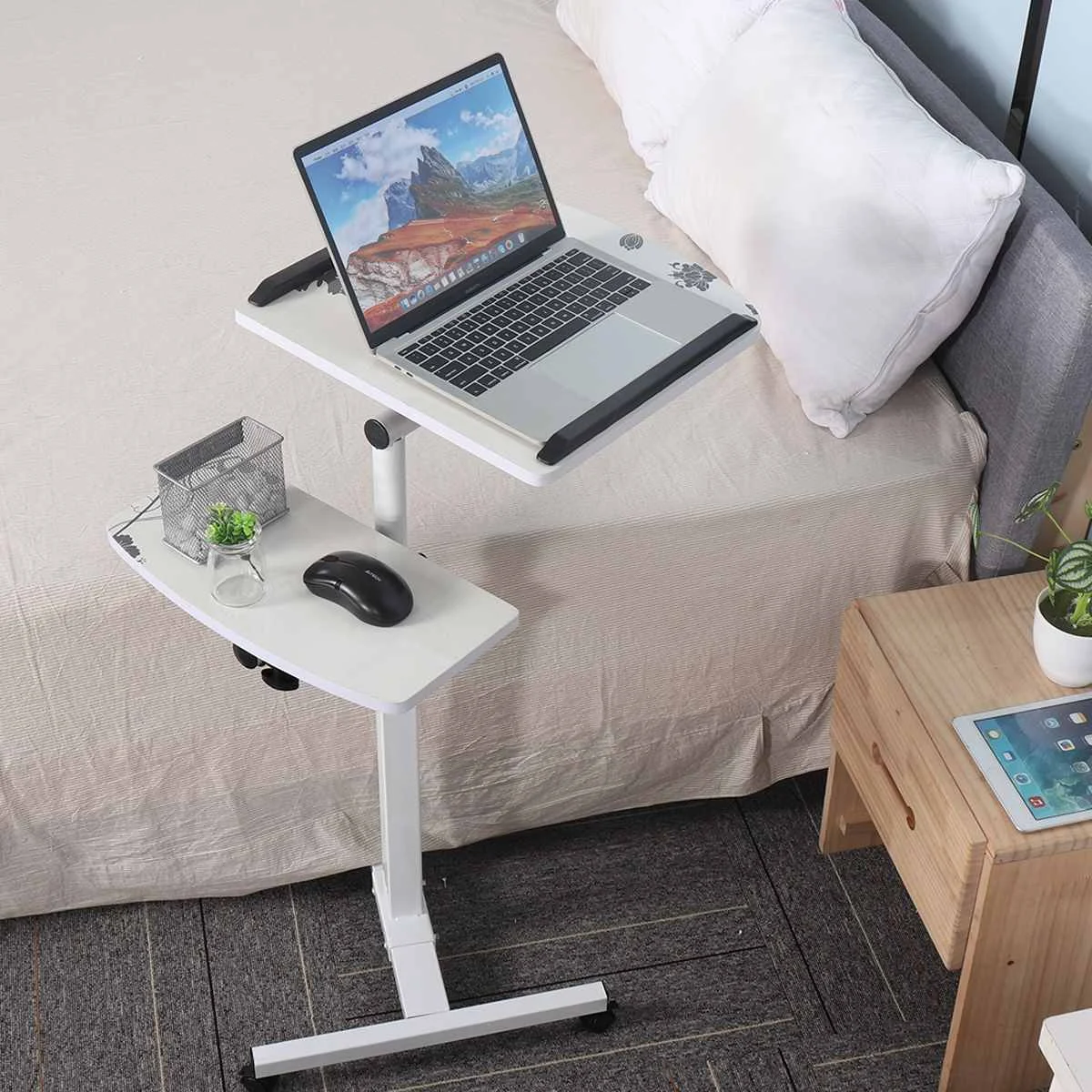 Mesa de ordenador portátil de elevación ajustable, escritorio de pie para ordenador  portátil, almacenamiento extraíble para dormitorio, mesa lateral pequeña,  Mini sofá, armario - AliExpress