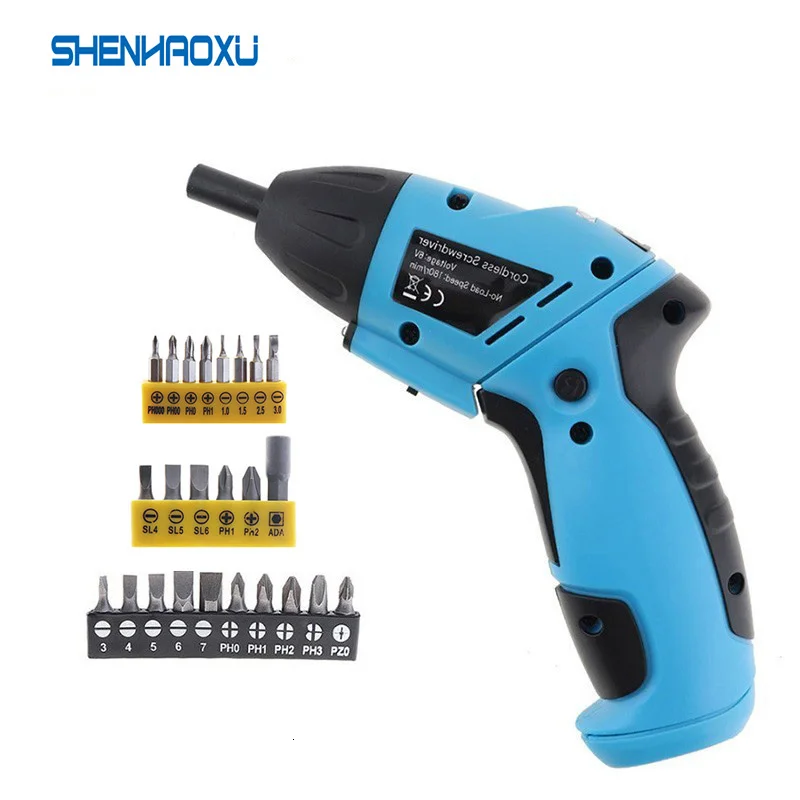 6V Battery Electric Screwdriver mini Cordless Drill Wireless Power With LED Light Multi-function DIY Power Tools 10 Bits