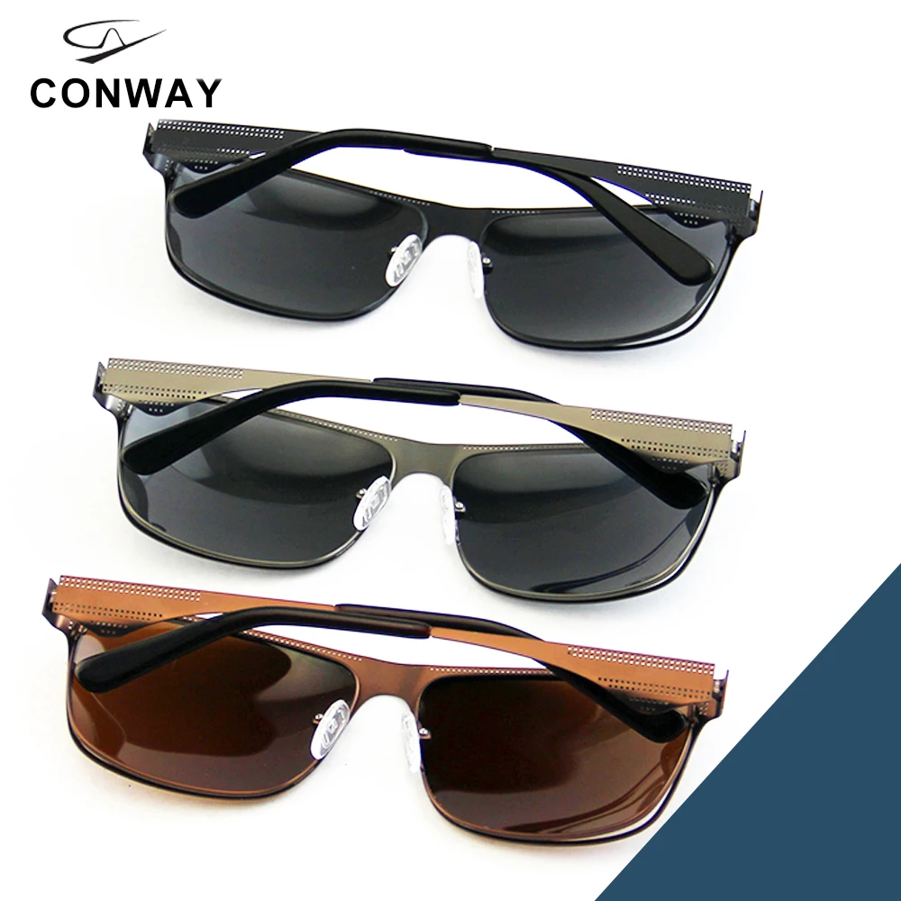 Классические солнцезащитные очки Conway для мужчин, легкие дизайнерские солнцезащитные очки с отверстиями, металлическая оправа, поляризованные очки из нержавеющей стали