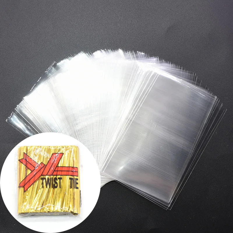 100pcs 8*12cm Transparent Plastic Bags With Twist Ties For Party Wedding Christmas Gift Package Decoration Lollipop Cookies Bag