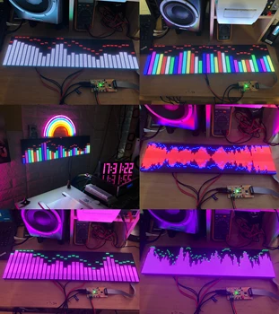

AS128 Voice Control Full Color RGB Music Spectrum Display Analyzer Stereo Audio KTV Stage LED Rhythm Light 64 Mode FOR Amplifier