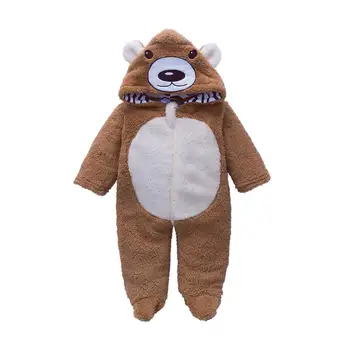 

Lovely Baby Boys Girls Rompers Long Sleeve Zipper Fleece Jumpsuit Bear Style Newborn Hooded Thicken Autumn Winter Clothing