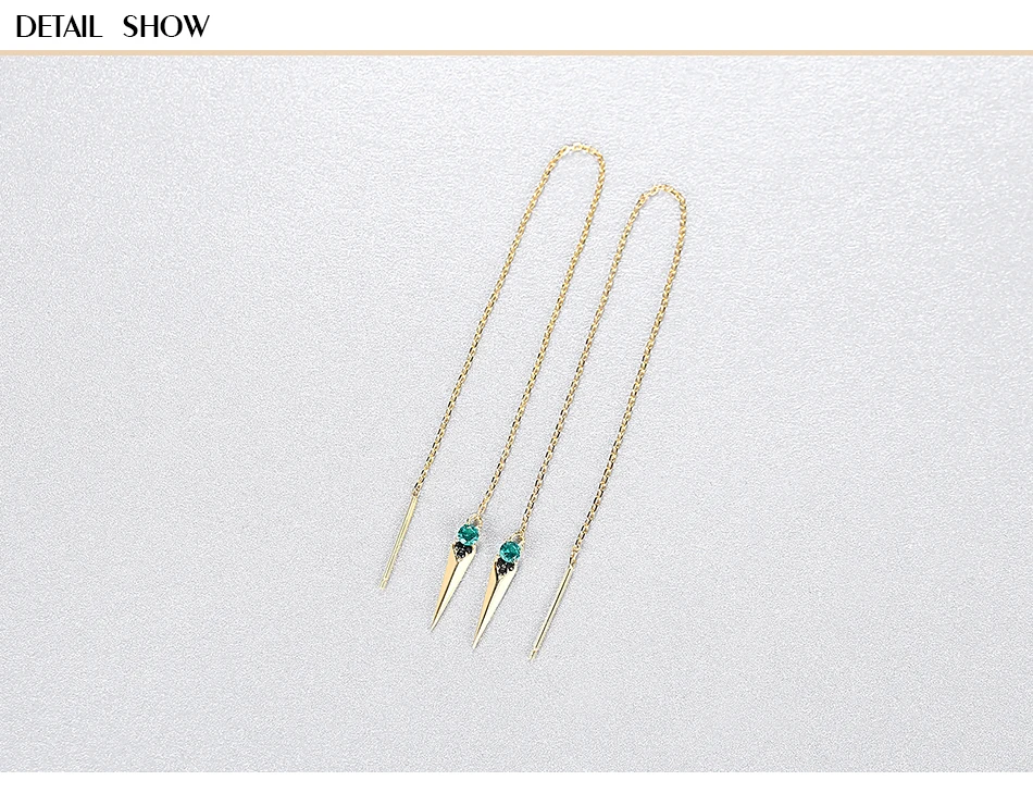 Gem&Time 925 Sterling Silver Long Chain Earrings Pendant For Women Emerald Green Tassle Drop Earrings Fine Jewelry Gifts (2)