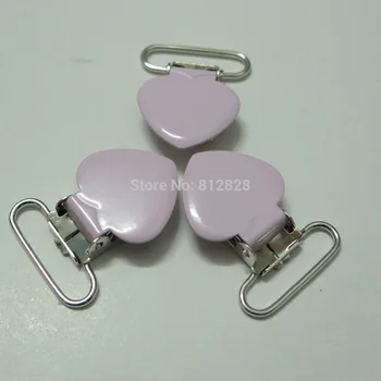 

25pcs 1'' 25mm #MD23 Baby Pink Colored Enamel Heart Suspender Clips