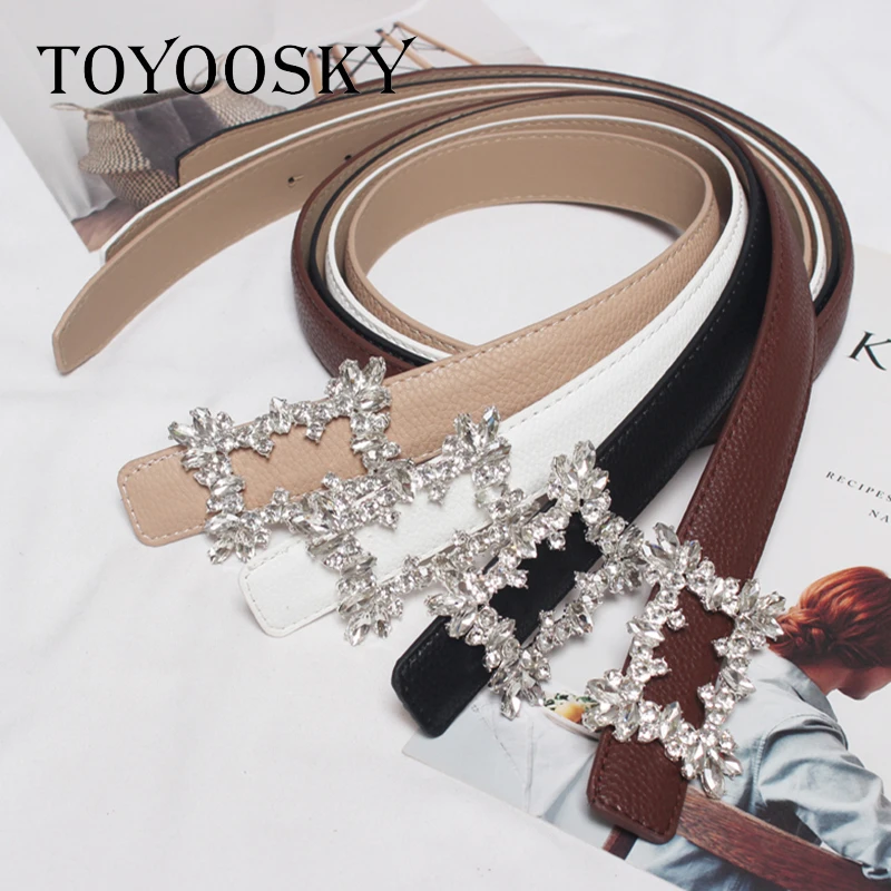 TOYOOSKY Новая мода Весна Лето PU кожаный пояс кристалл горный хрусталь нерегулярные пряжки украшения длинные ремни для женщин