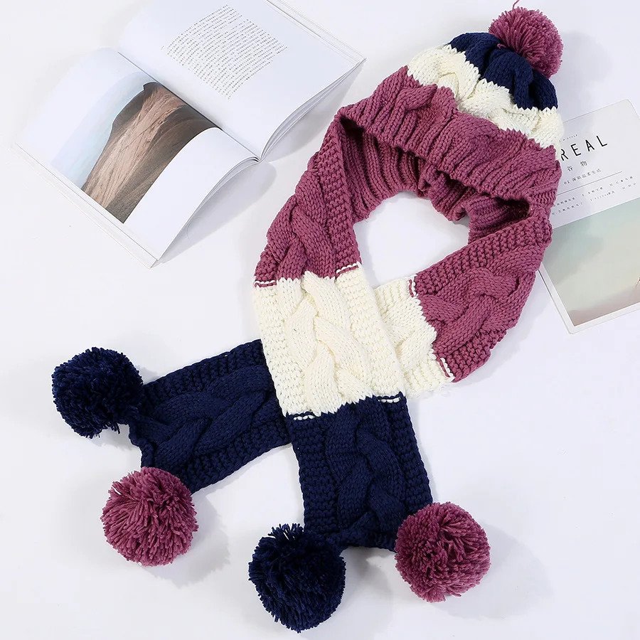 Зимние шапки, шарф, один утолщение, теплые наушники, вязаные шапочки для женщин, для отдыха, Джокер, шерстяная шапка - Цвет: Purple color