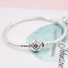 925 пробы серебро браслет звездное небо застежка цепочка-змейка с кристаллами базовый браслет для шармов Fit Для женщин бисера браслеты с подвесками сделай сам, хорошее ювелирное изделие