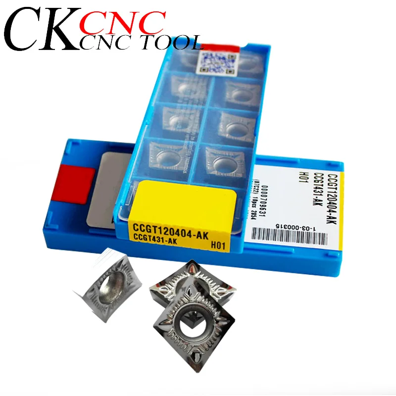 

10pcs CCGT120402-AK H01 CCGT120404-AK H01 CCGT120408-AK H01 cnc carbide insert tungsten inserts pivot blade used for aluminum