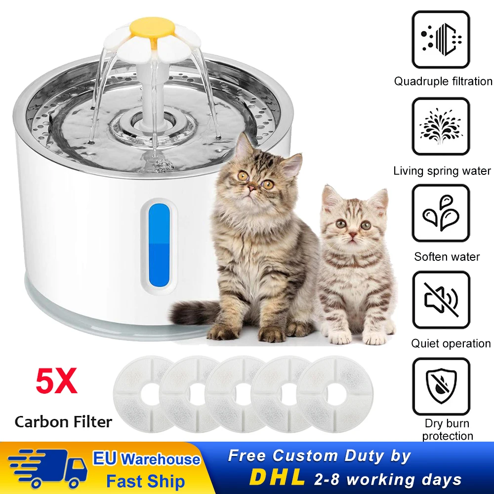 Kat Fontein, 5Pcs Vervanging Filter Hond Drinkbak Huisdier Automatische
